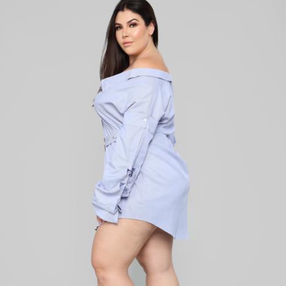 Fashion Nova Striped Shirt Dress NWT Size L